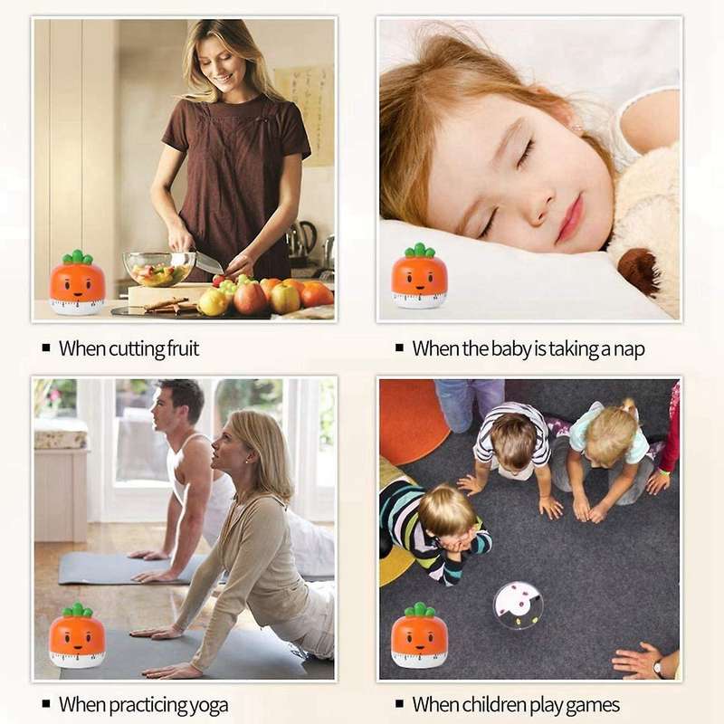 Timer No Batteries Required 100% Mechanical Cute Kitchen Carrot Shape