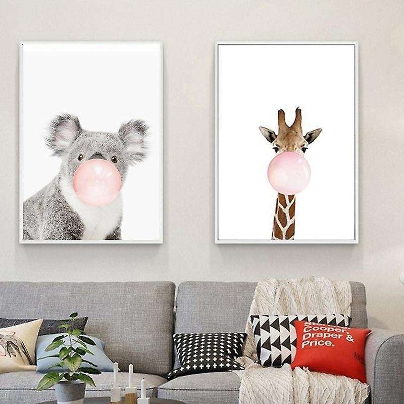 Animal Giraffe Nordic Canvas Painting Wall Pictureunframed30*40cm