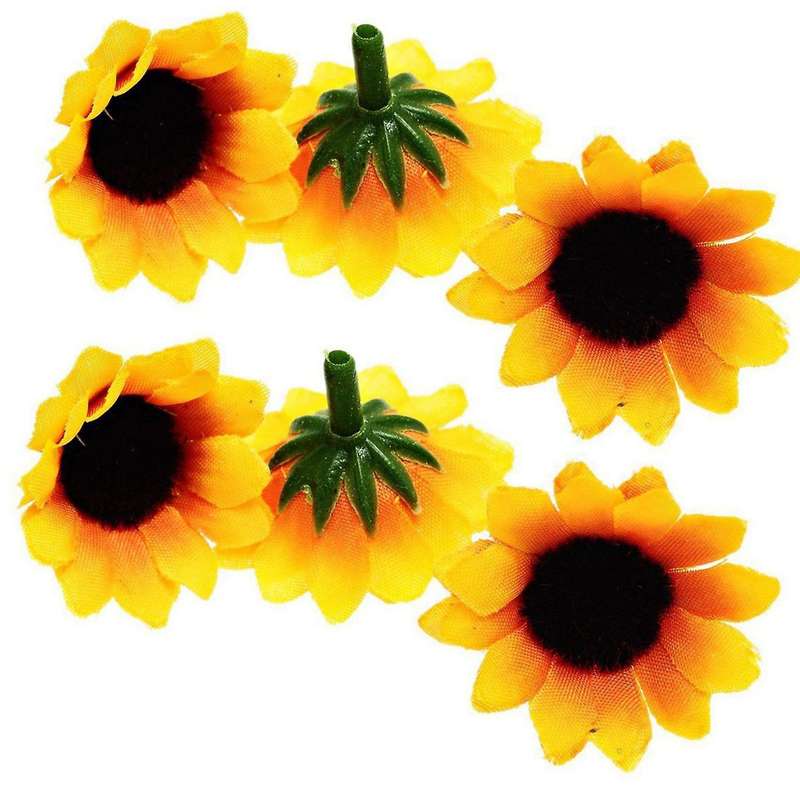 200 Pcs Artificial Little Daisy Heads for Wedding Decor Yellow&coffee
