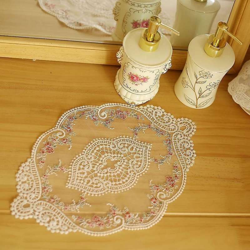 2pcs Orchid Lace Series Lace Embroidery Placemat,for Table Decoration