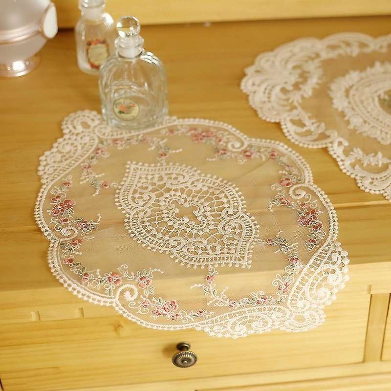 2pcs Orchid Lace Series Lace Embroidery Placemat,for Table Decoration