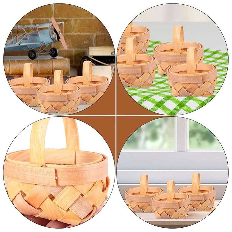 8pcs Mini Woven Baskets with Handles for Party Favors Crafts