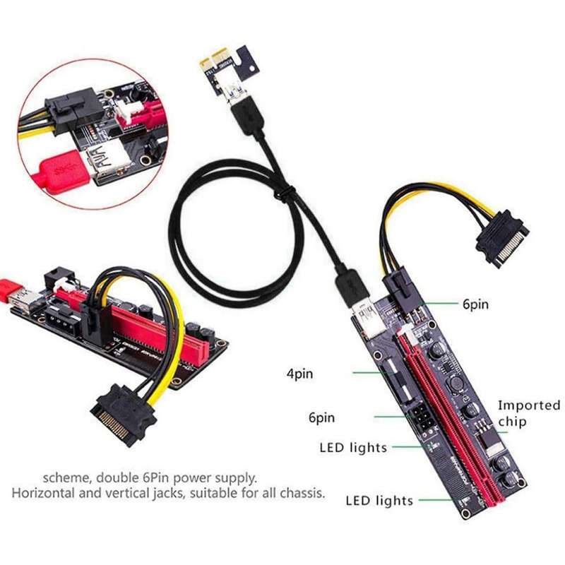 Pci-e Riser Card Express Cable 1x to 16x Cable 60cm(black Line)