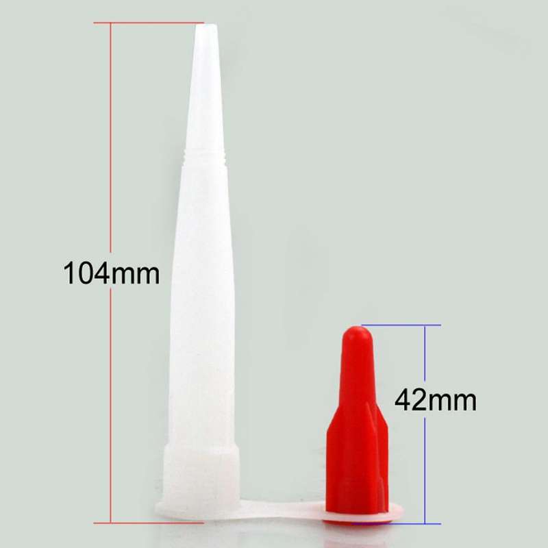 20pcs Spiral Bottle Glue Nozzle with Red Cap Cover Silicone Tube A