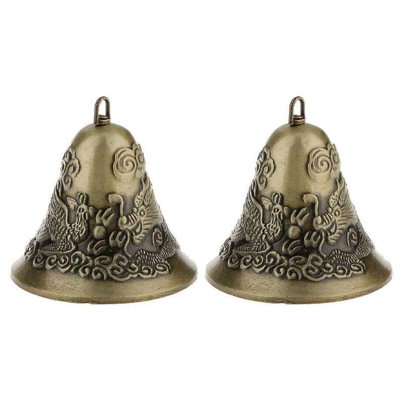 2x Mini-feng Shui Chinese Dragon Charm Bell and Phoenix Figure Decor