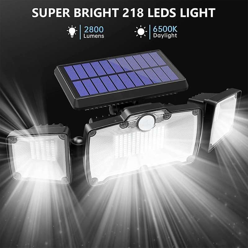 Solar Outdoor Lights, 218 Led 2800lm Flood Lights