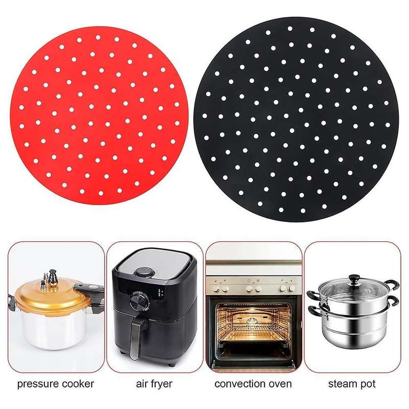 2 Pieces Of Silicone Air Fryer Liner 9 Inch 8 Inch Red Pan Liner