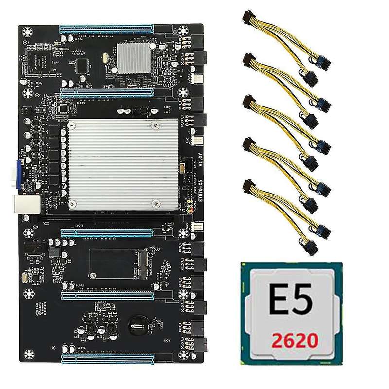 Eth79-x5 Btc Mining Motherboard with E5 2620 Cpu+5xpower Cable
