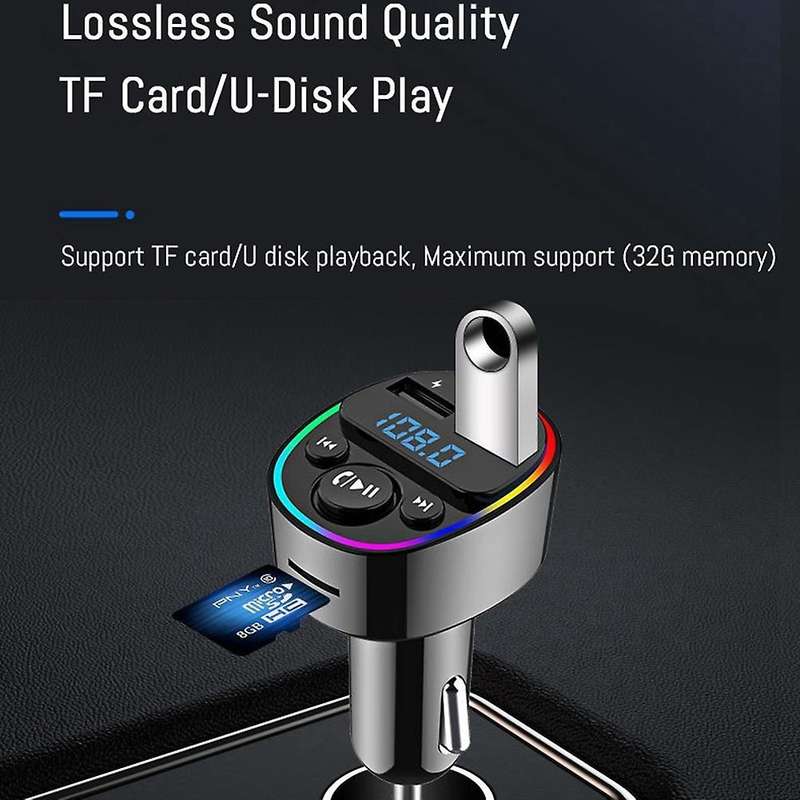 Car Bluetooth 5.0 Fm Transmitter Pd Type-c Dual Usb Charger Mp3 B