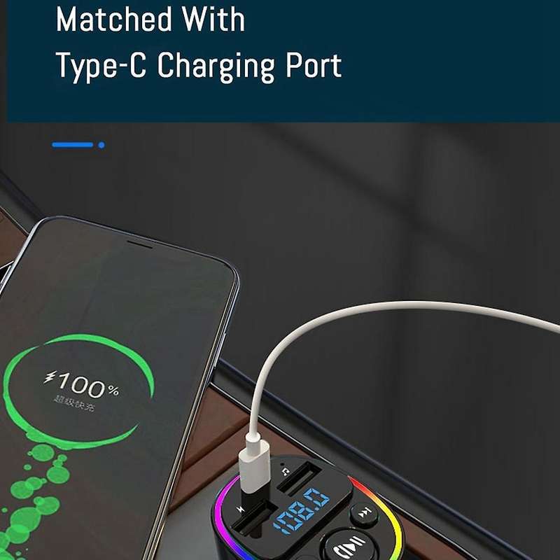 Car Bluetooth 5.0 Fm Transmitter Pd Type-c Dual Usb Charger Mp3 B