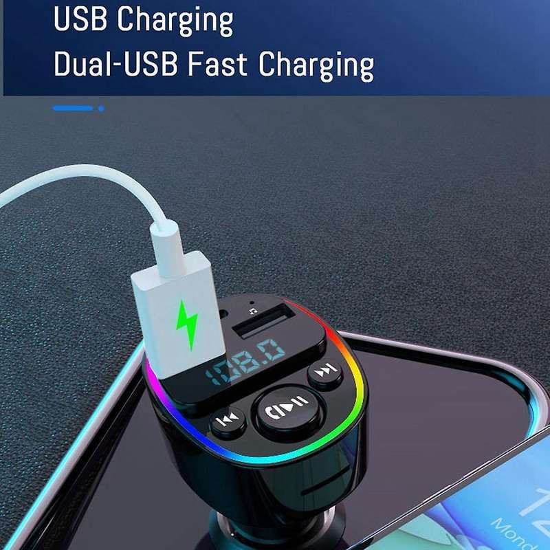 Car Bluetooth 5.0 Fm Transmitter Pd Type-c Dual Usb Charger Mp3 B