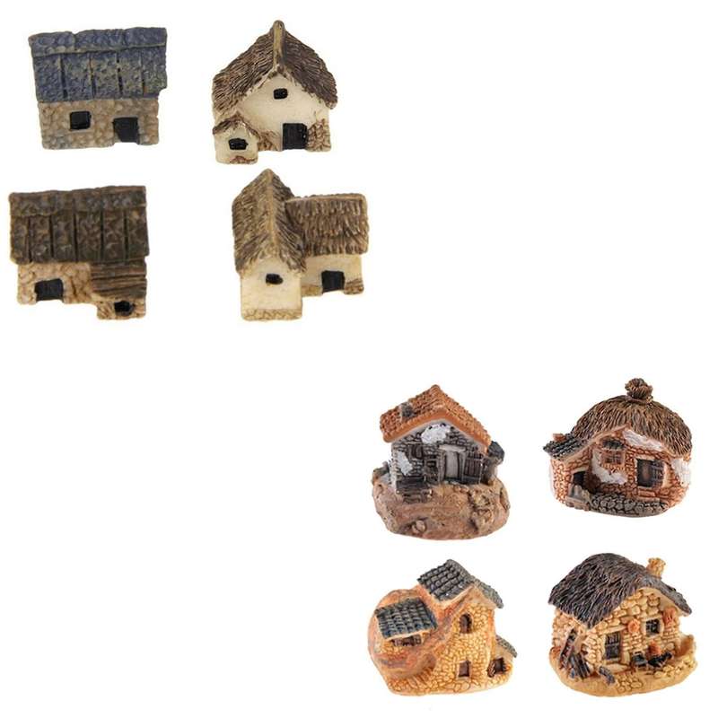 4 Pack Garden House Cottage Accessories for Mini Outdoor Decor
