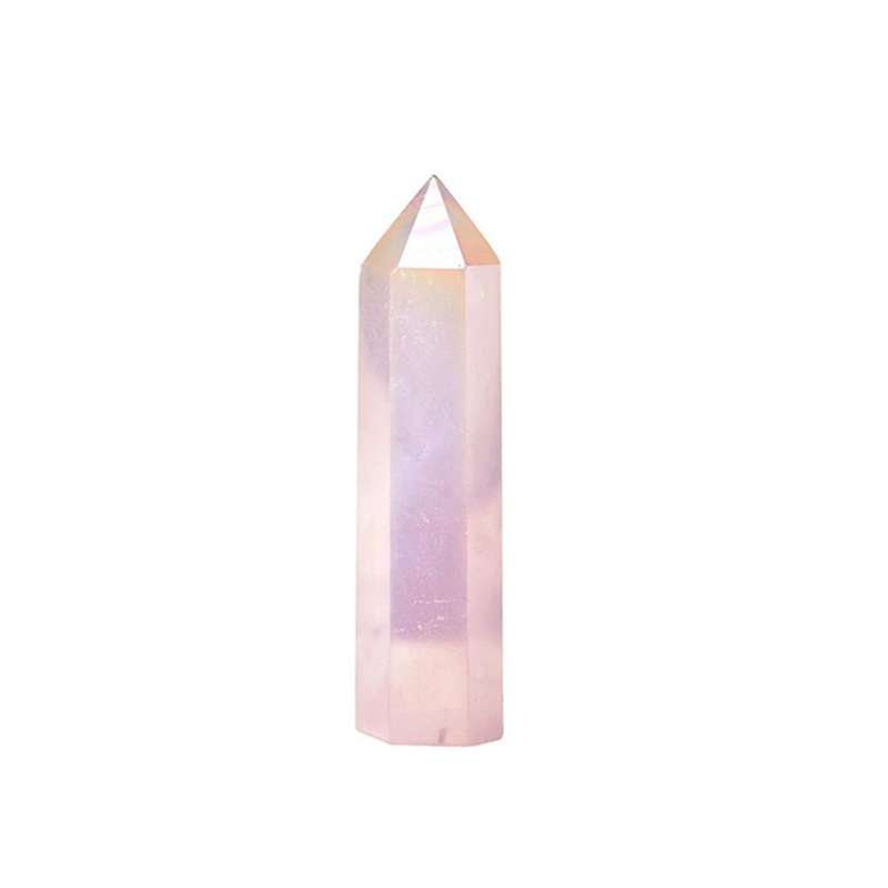 Natural Aura Rose Quartz Crystal Point Wand Healing Stone 6-7cm