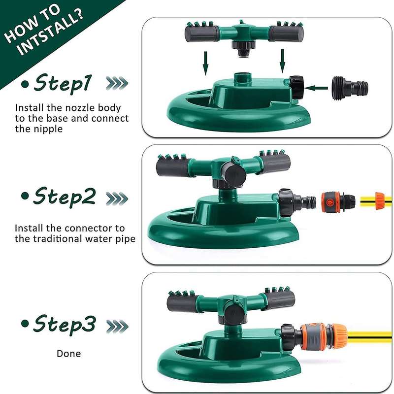 Adjustable Lawn Sprinkler 360 Degree 3 Arm Rotating Sprinkler
