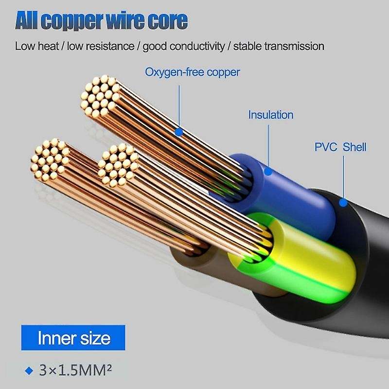 Europea Male Plug to Female Socket Power Cable for Pc Computer (0.3m)