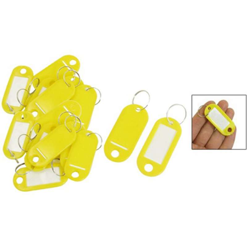 20pcs Key Id Tags Name Card Labels Keyring Keychain Yellow