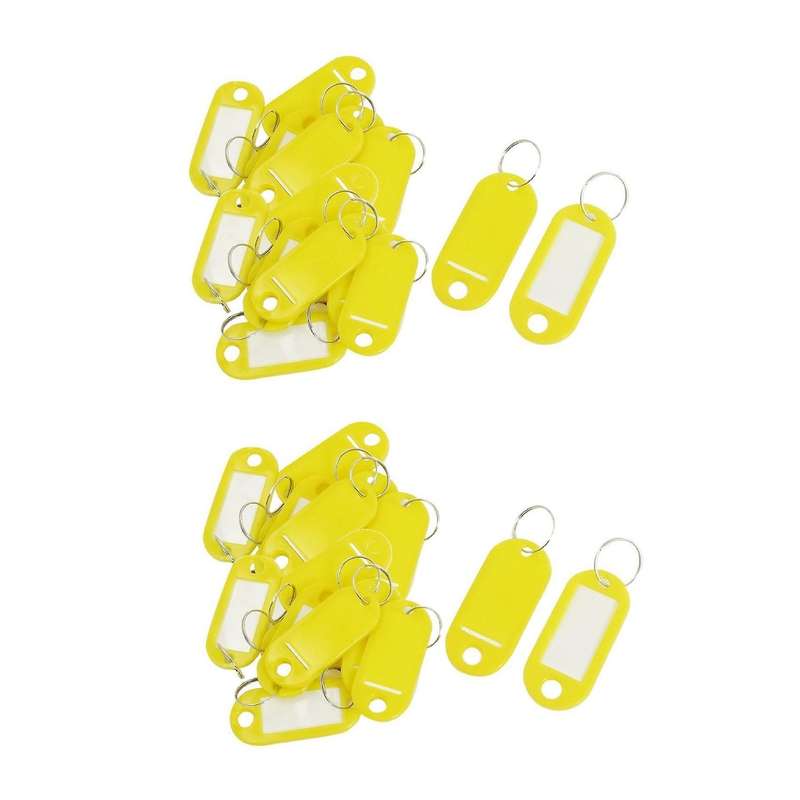 20pcs Key Id Tags Name Card Labels Keyring Keychain Yellow