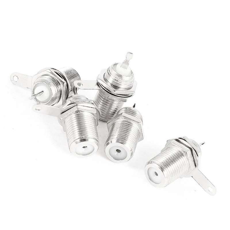 5 Pcs F Type Panel Mounted Socket Female Solder Connector Adapter
