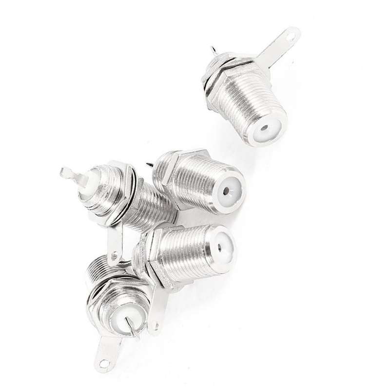 5 Pcs F Type Panel Mounted Socket Female Solder Connector Adapter
