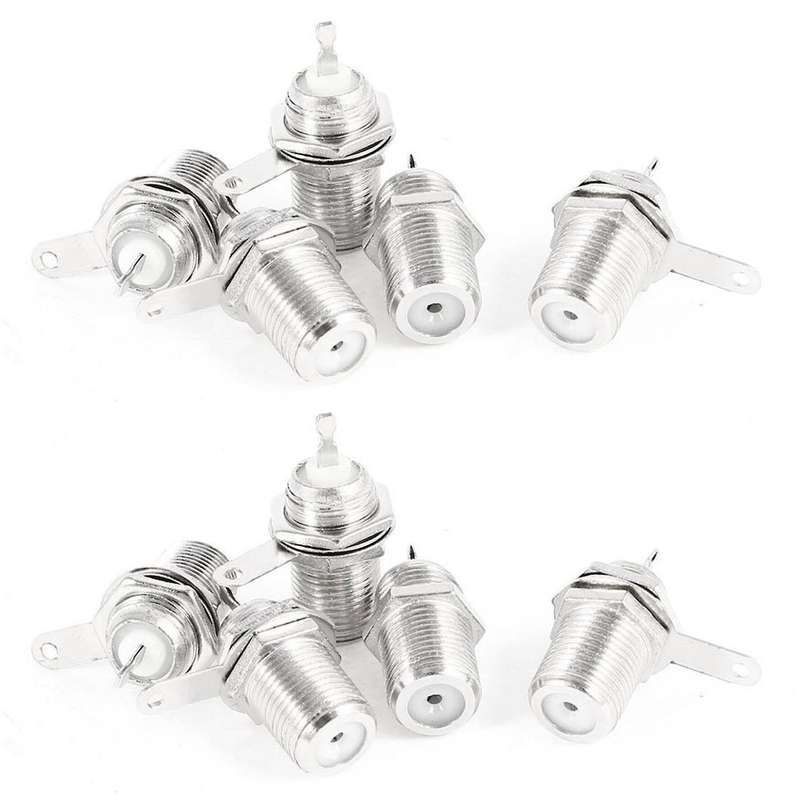 5 Pcs F Type Panel Mounted Socket Female Solder Connector Adapter