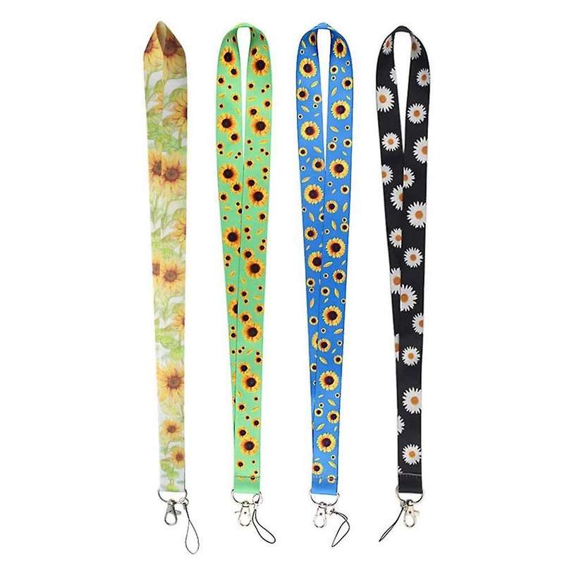 4pcs Sunflower Lanyards for Mobile Phone Id Badge Holder Keychain