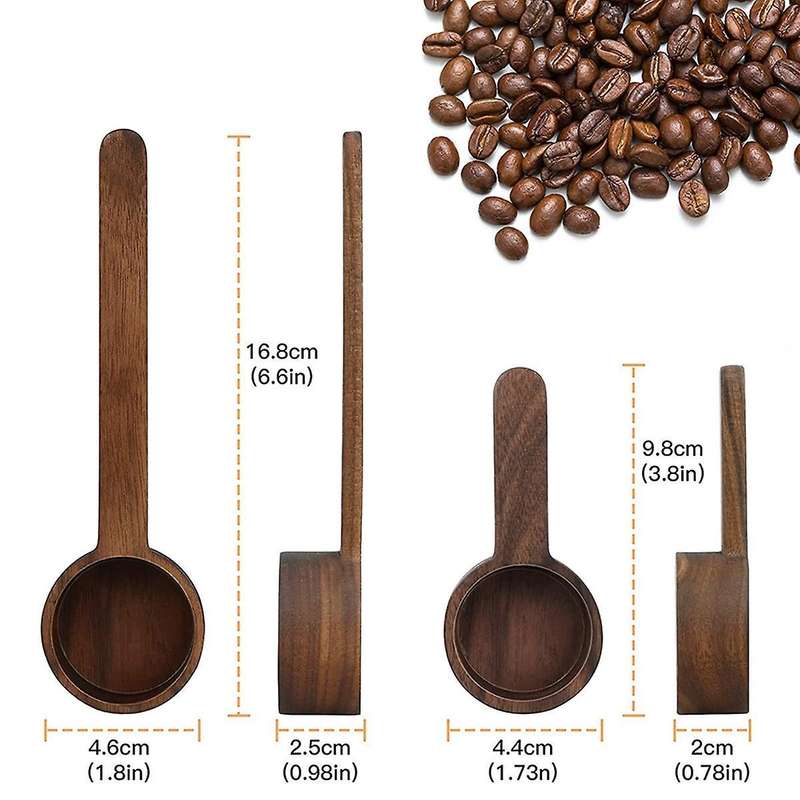 2pcs 3.93inch&6.61inch Wooden Coffee Spoons,for Coffee Beans,tea,etc