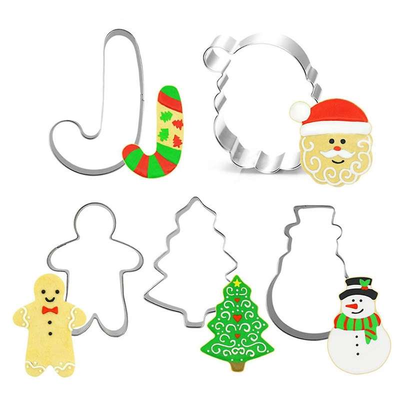 5-piece Christmas Biscuit Stainless Steel Cutting Die Household Set