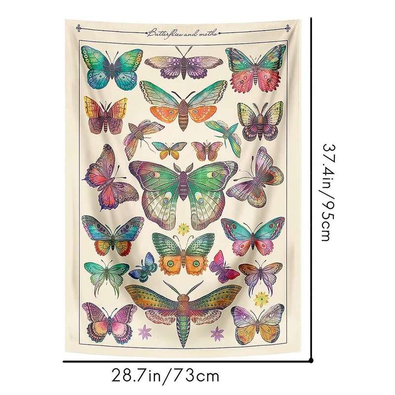 Butterfly Tapestry Vintage Beige Vertical Tapestries 28x38inch