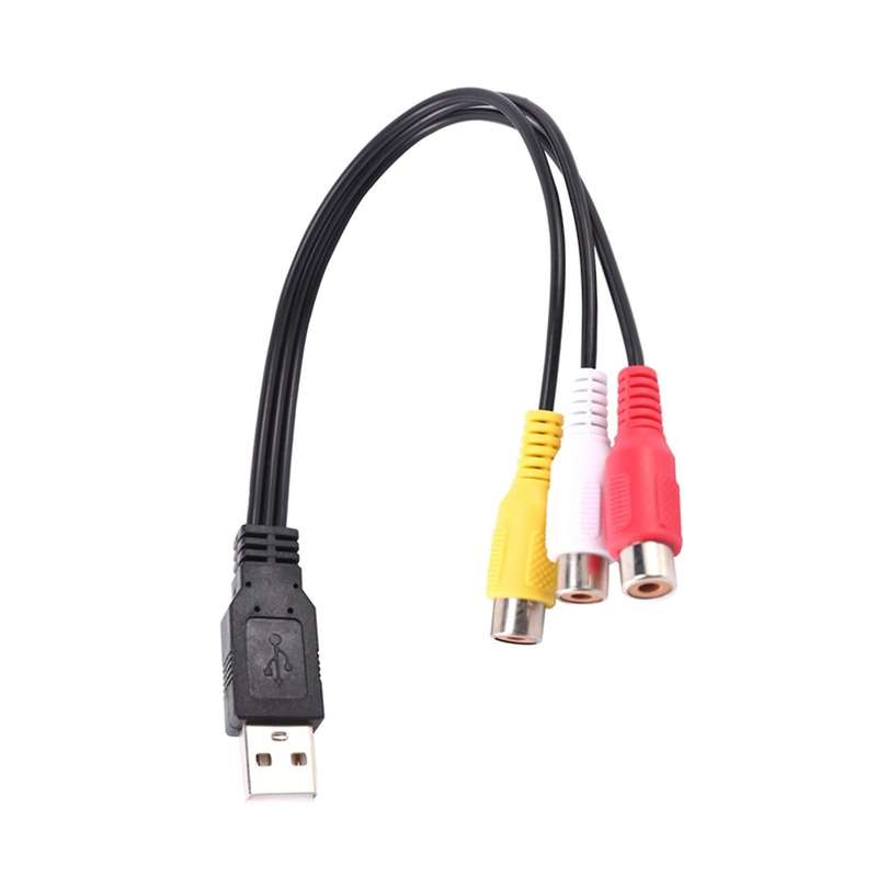 1pc Usb Male Plug to 3 Rca Female Adapter Audio Converter for Hdtv Tv
