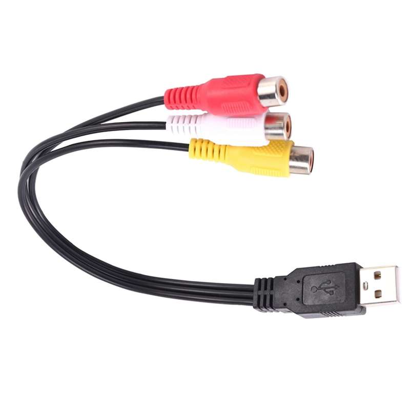 1pc Usb Male Plug to 3 Rca Female Adapter Audio Converter for Hdtv Tv