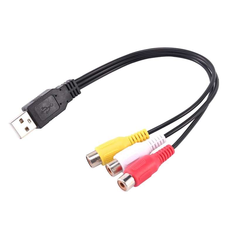 1pc Usb Male Plug to 3 Rca Female Adapter Audio Converter for Hdtv Tv