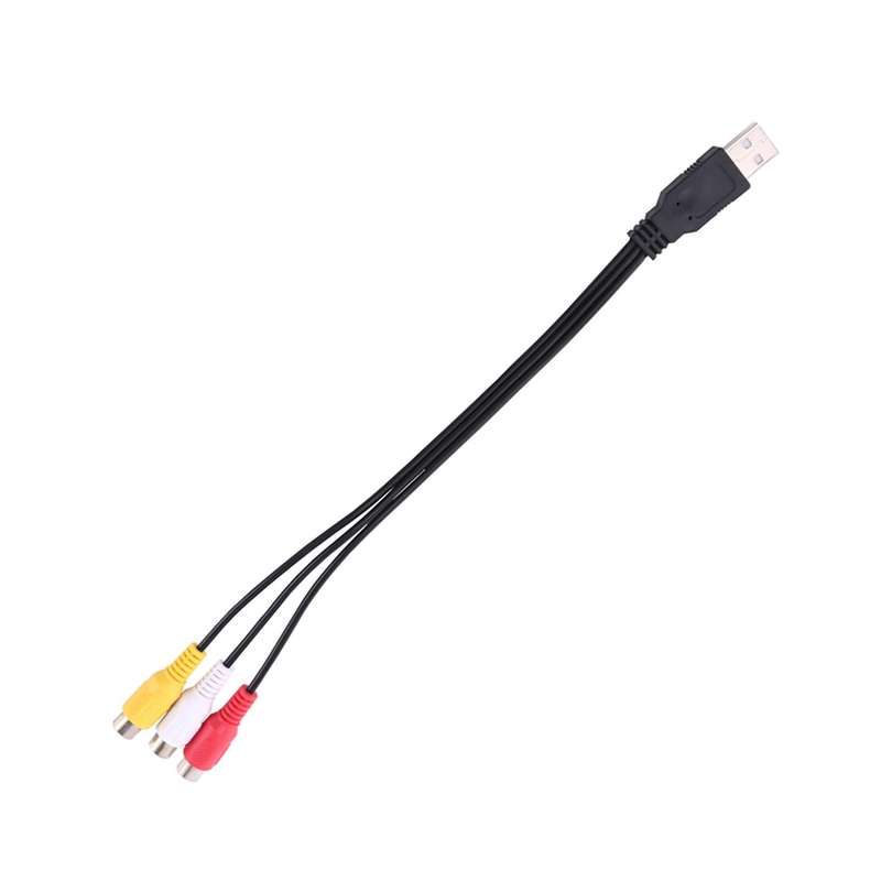 1pc Usb Male Plug to 3 Rca Female Adapter Audio Converter for Hdtv Tv