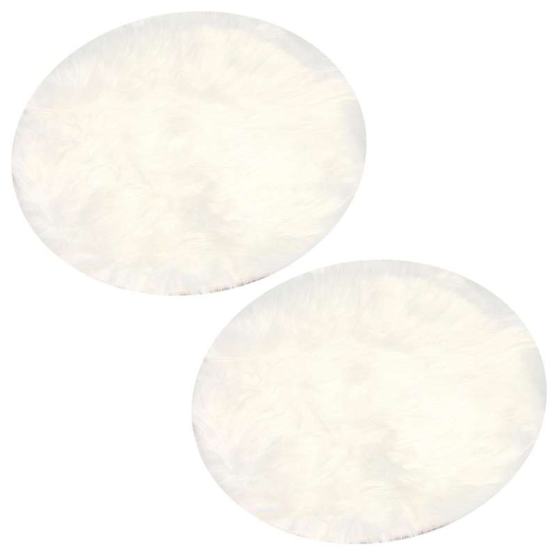 2x Faux Peau De Mouton En Laine Tapis 30 X 30 Cm Natte (rond Blanc)