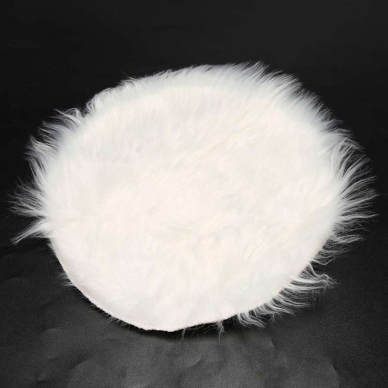 2x Faux Peau De Mouton En Laine Tapis 30 X 30 Cm Natte (rond Blanc)