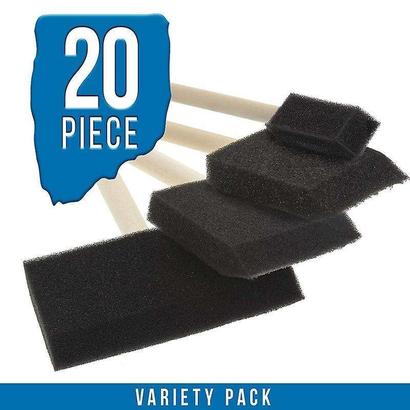 20 Pcs Foam Sponge Wooden Handle Paint Brush Set-durable, for Acrylic