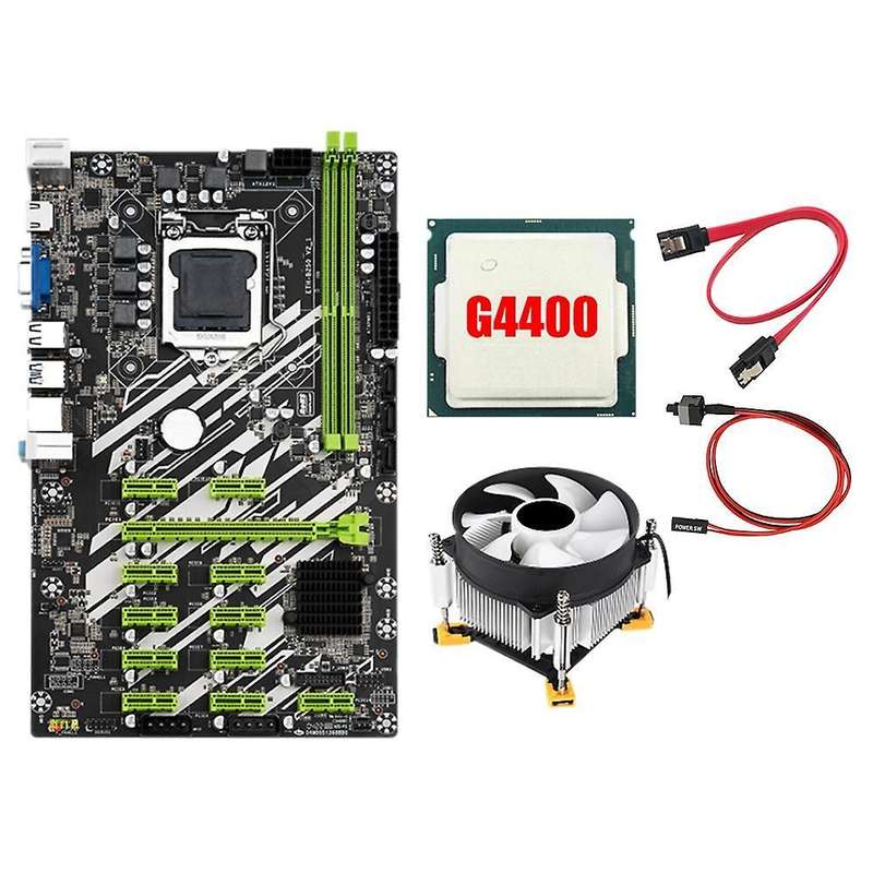 B250 Btc Mining Motherboard with 4400cpu+fan+switch Cable+sata Cable