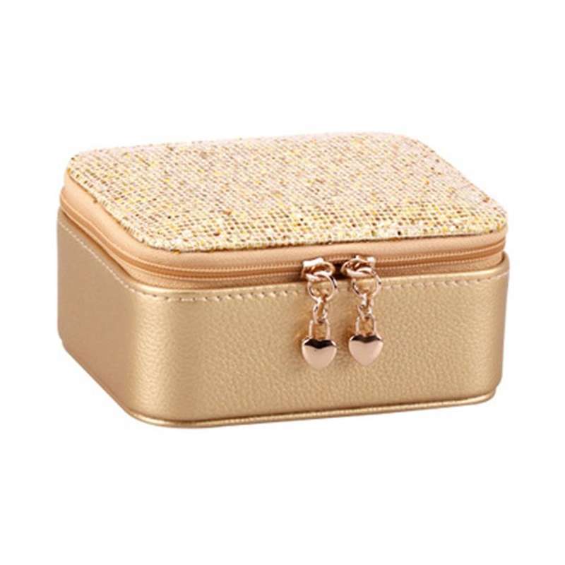 Jewelry Box Necklace Pu Storage Box Travel Portable Storage Box Gold