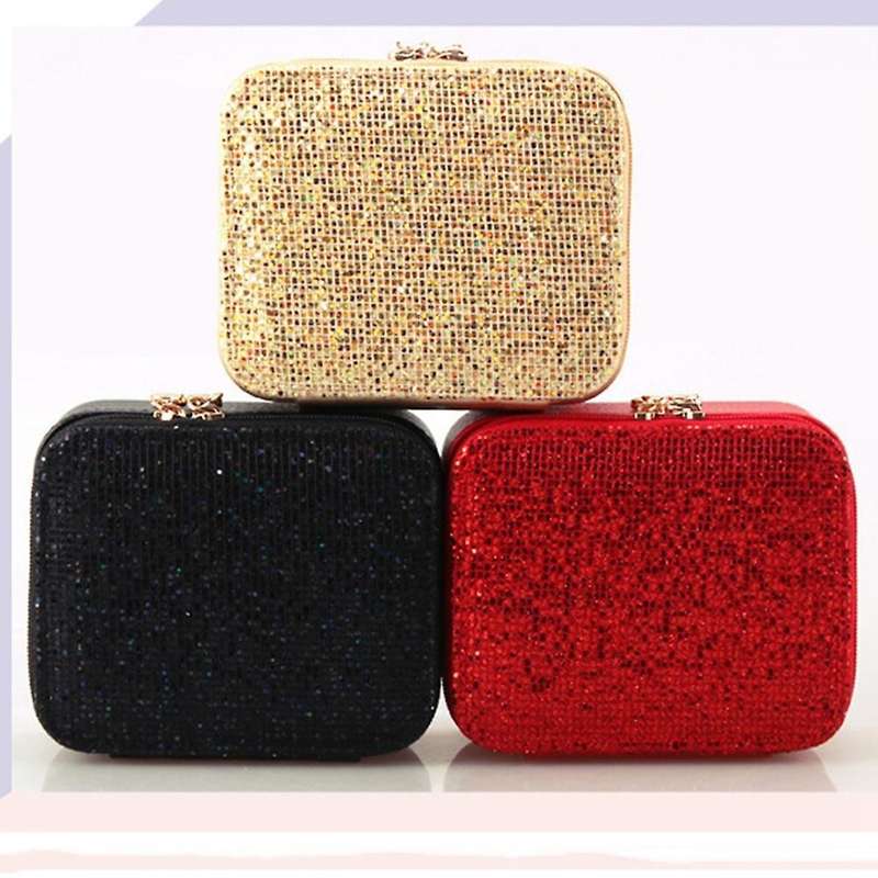 Jewelry Box Necklace Pu Storage Box Travel Portable Storage Box Gold