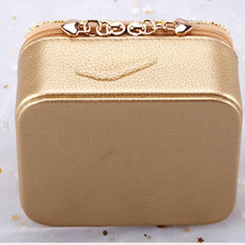 Jewelry Box Necklace Pu Storage Box Travel Portable Storage Box Gold