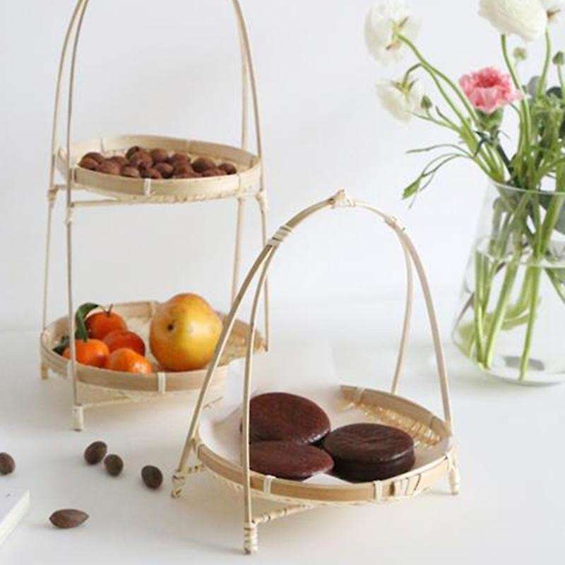 Bamboo Weaving Straw Baskets Fruit Bread Food Storage -single Layer