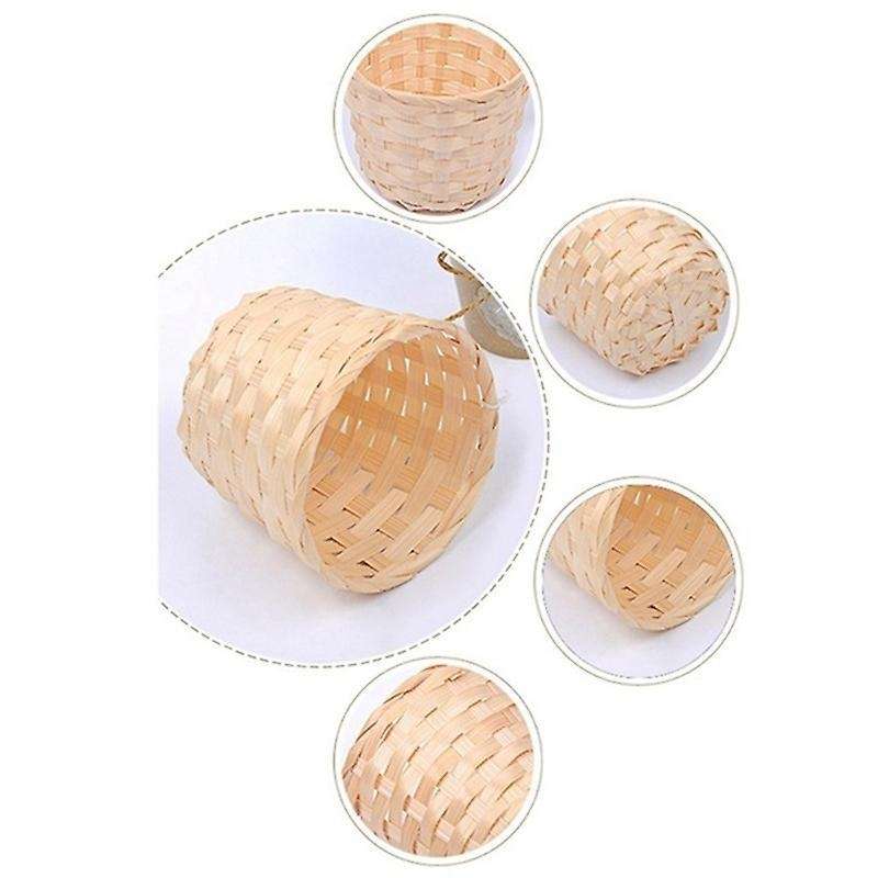 10pcs Artificial Flowers Basket Straw Handmade Rattan Bamboo Baskets