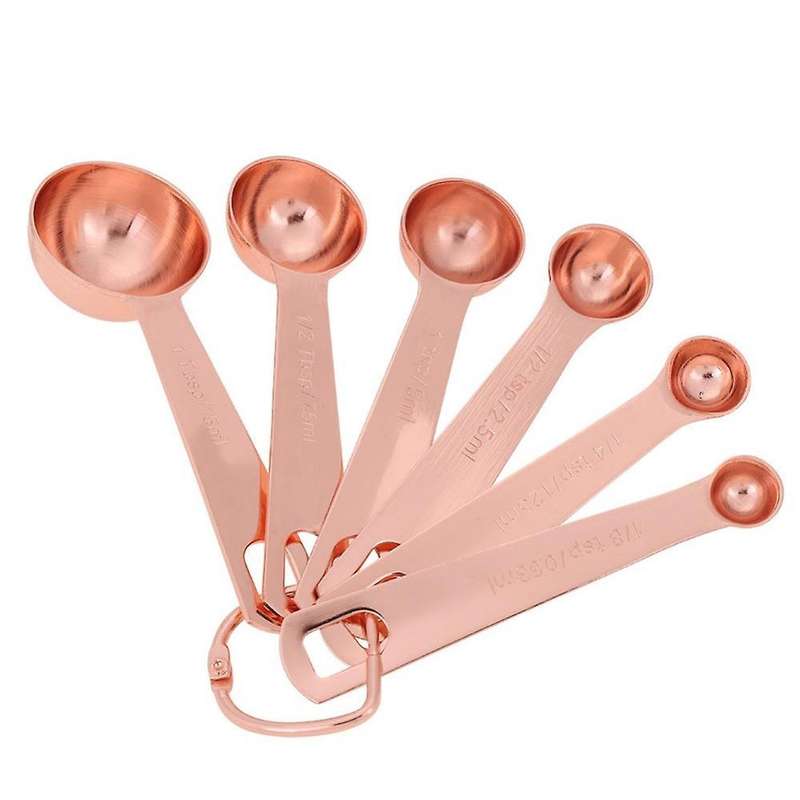Rose Gold Measuring Spoons Set Of 6 Stainless Steel Mirror Dry