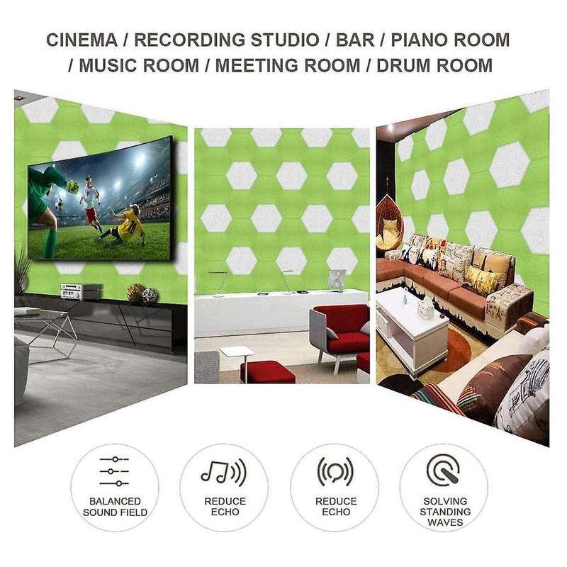 6 Pack Hexagon Acoustic Panels Padding Soundproofing Absorption Panel