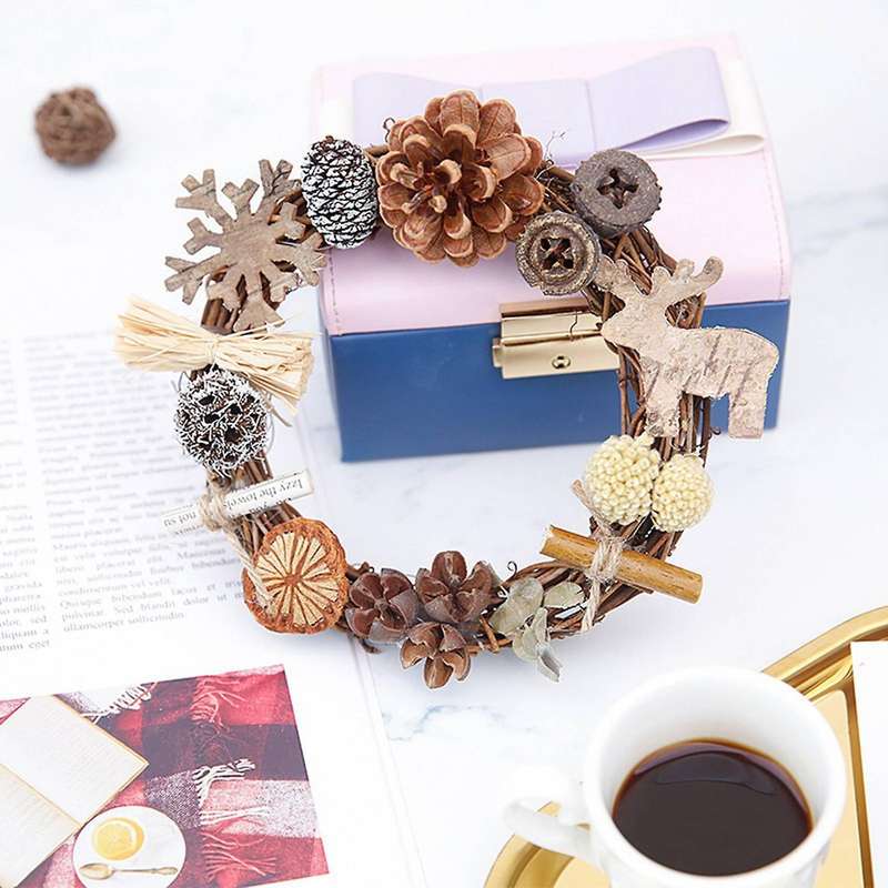 Christmas Ornaments Xmas Wreath Rattan Garland for Home Decorative
