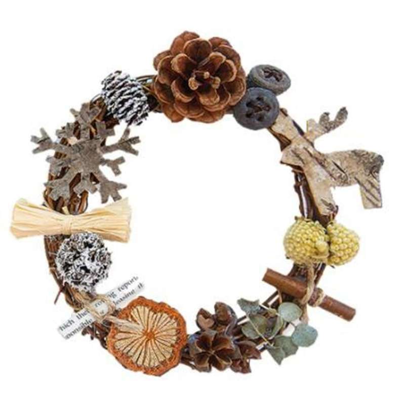 Christmas Ornaments Xmas Wreath Rattan Garland for Home Decorative