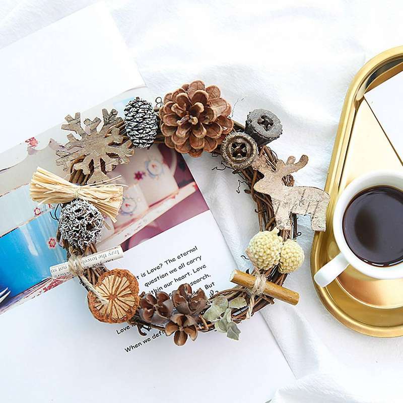 Christmas Ornaments Xmas Wreath Rattan Garland for Home Decorative