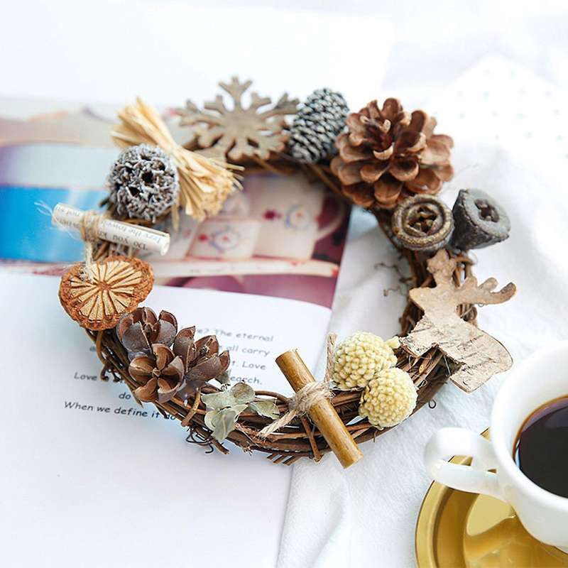 Christmas Ornaments Xmas Wreath Rattan Garland for Home Decorative