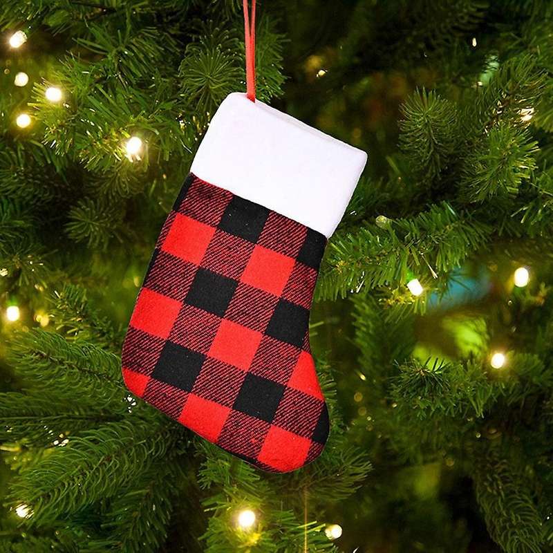 4 Pack Christmas Stocking for Party Decoration, S(red and Black)