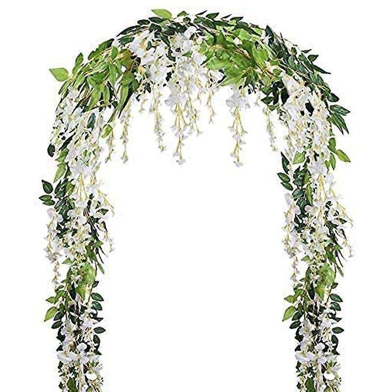 2pcs 7ft/pcs Artificial Wisteria Vine, Flower Garland Wisteria,white