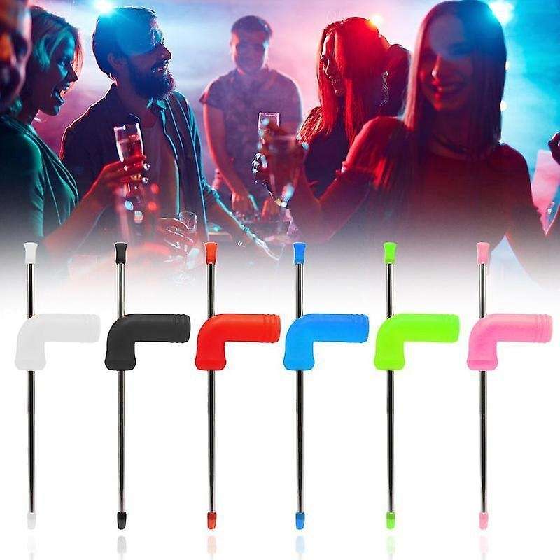 Beer Snorkel Double-layer Beer Snorkel Bar with Cleaning Brush Red
